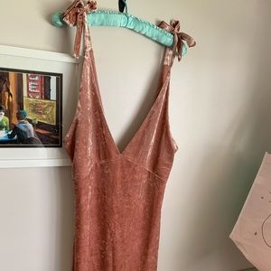 Rose velvet mini dress